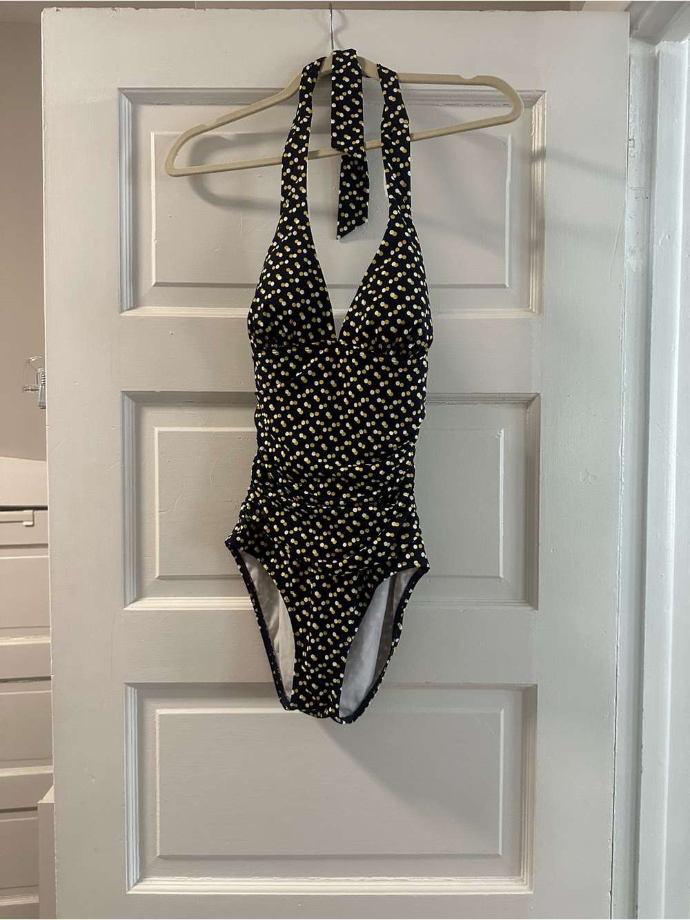 Boden navy Halter One-Piece with Tiny Yellow dot print - Picture 3 of 5